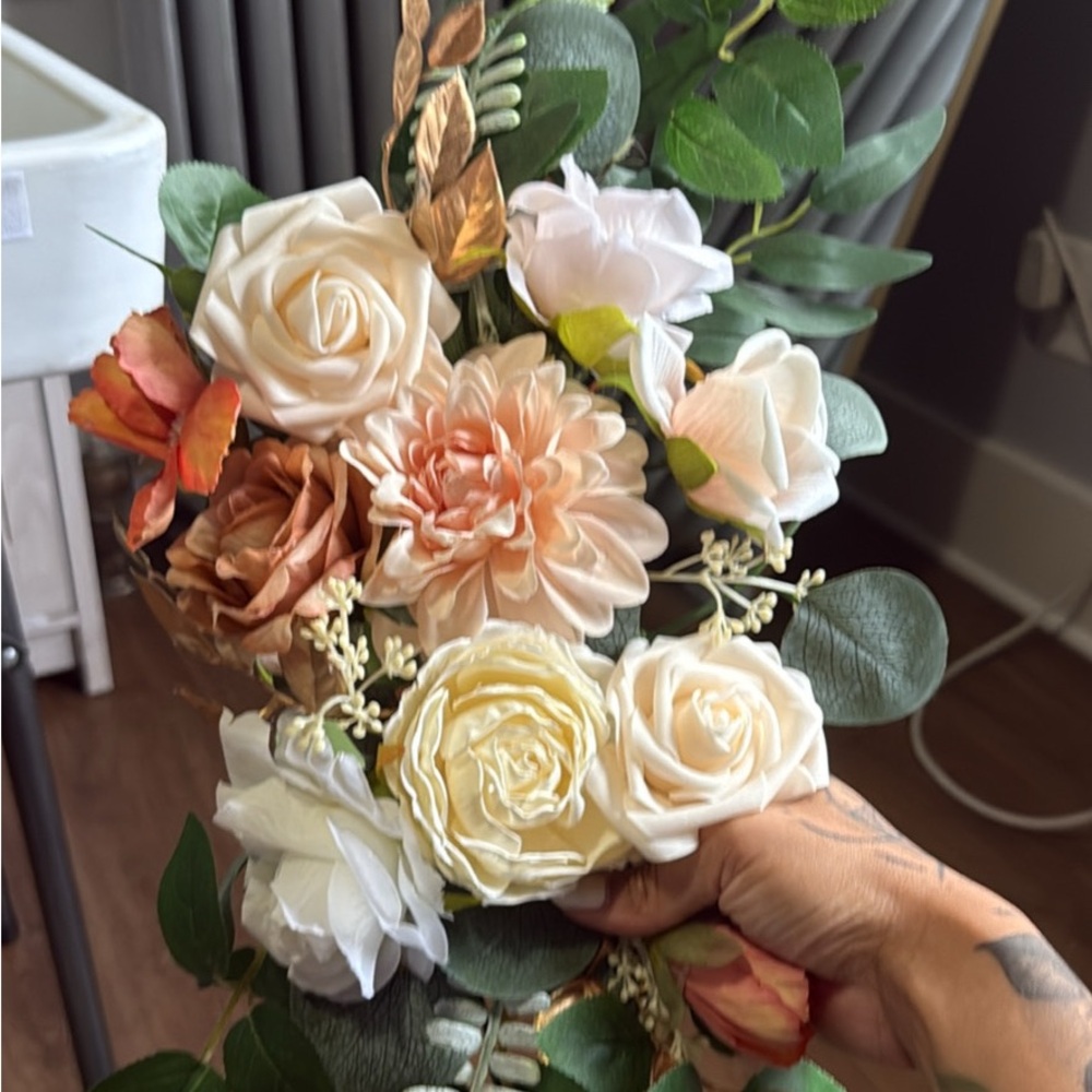 Chic Faux Floral Bouquet with Cream and Green by [Brand]